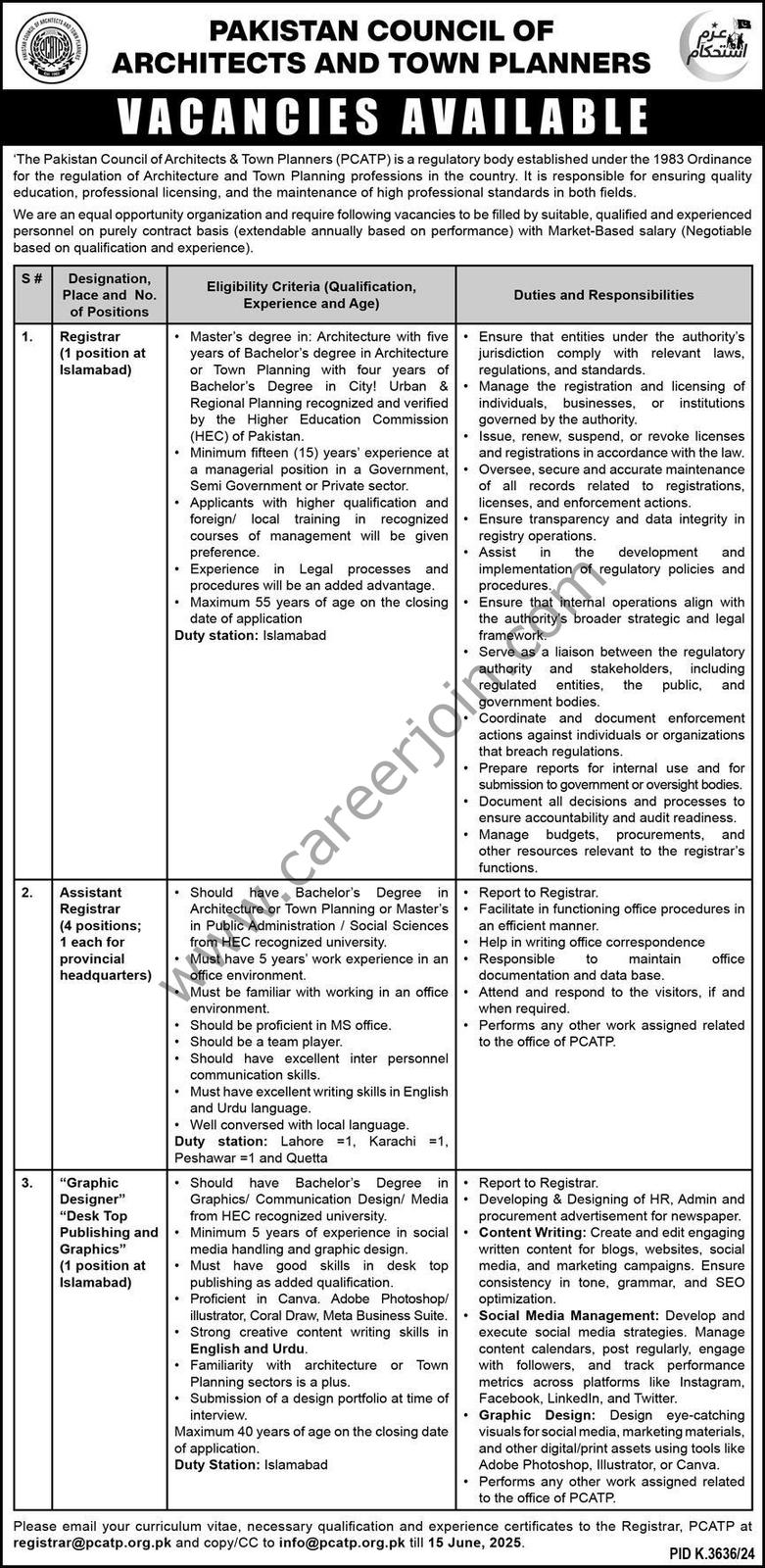 Pakistan Council of Architects & Town Planners Jobs 25 May 2025 Express 1