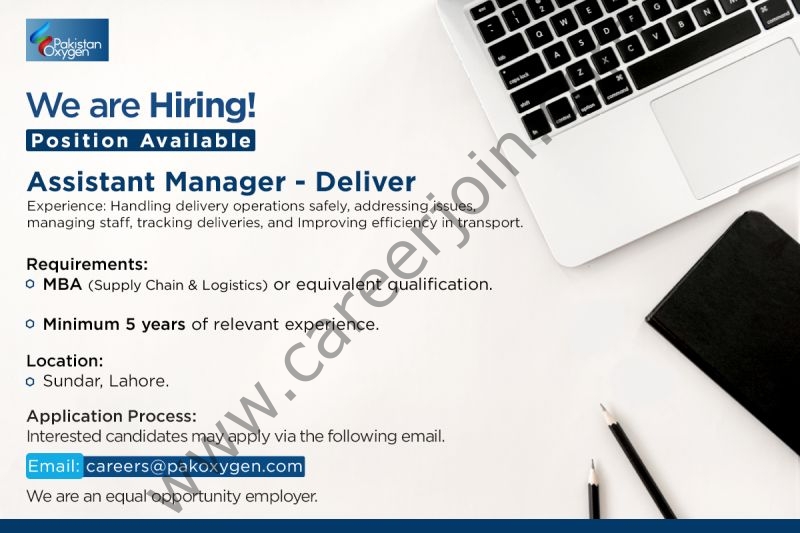 Pakistan Oxygen Limited Jobs Assistant Manager Deliver 1