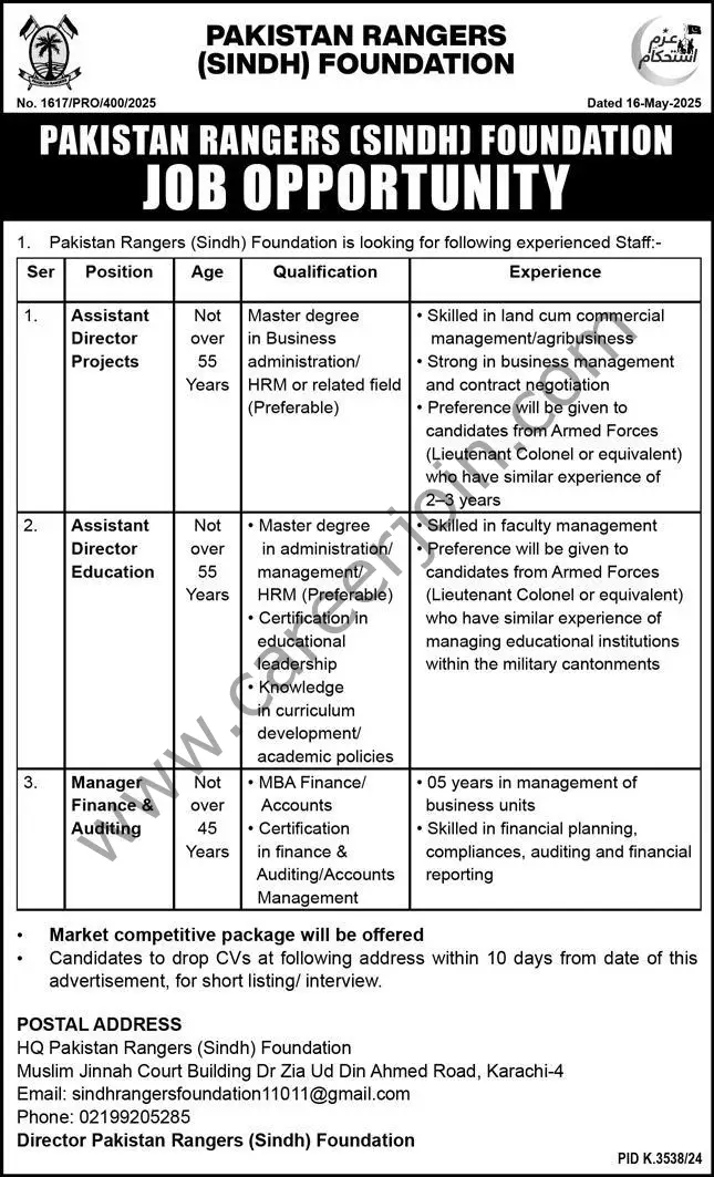 Pakistan Rangers Sindh Foundation Jobs 18 May 2025 Express 1