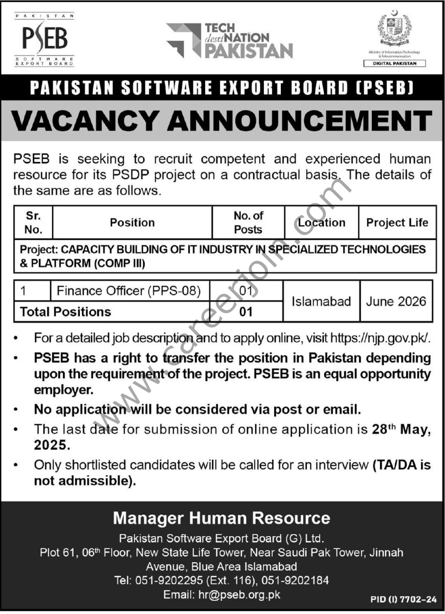 Pakistan Software Export Board PSEB Jobs 11 May 2025 Express Tribune 1