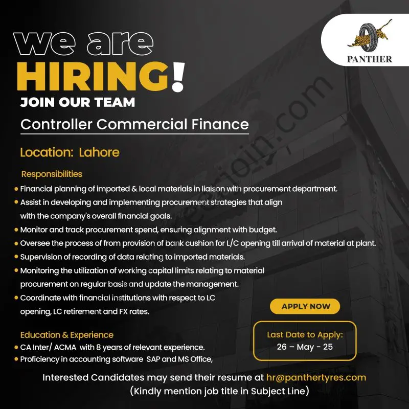Panther Tyres Jobs Controller Commercial Finance 1