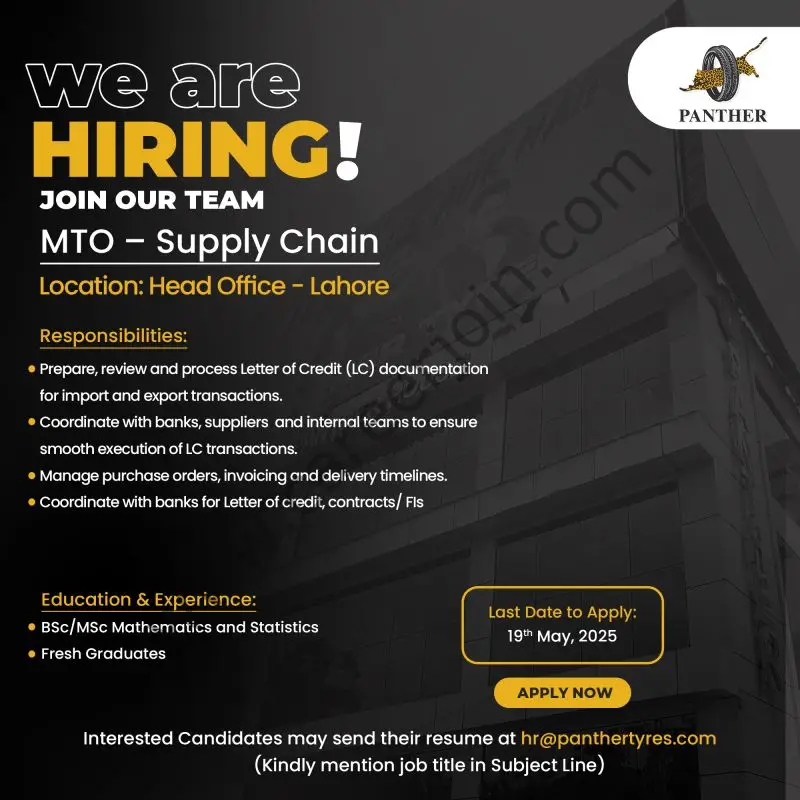 Panther Tyres Limited Jobs MTO Supply Chain 1