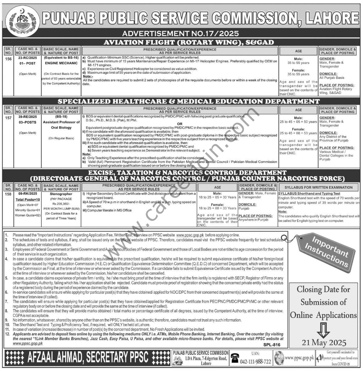 Punjab Public Service Commission PPSC Jobs 06 May 2025 Express Tribune 1