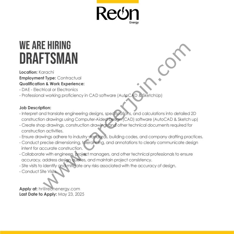 Reon Energy Limited Jobs Draftsman 1