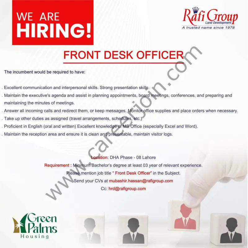 Rafi Group Jobs Front Desk Officer 1