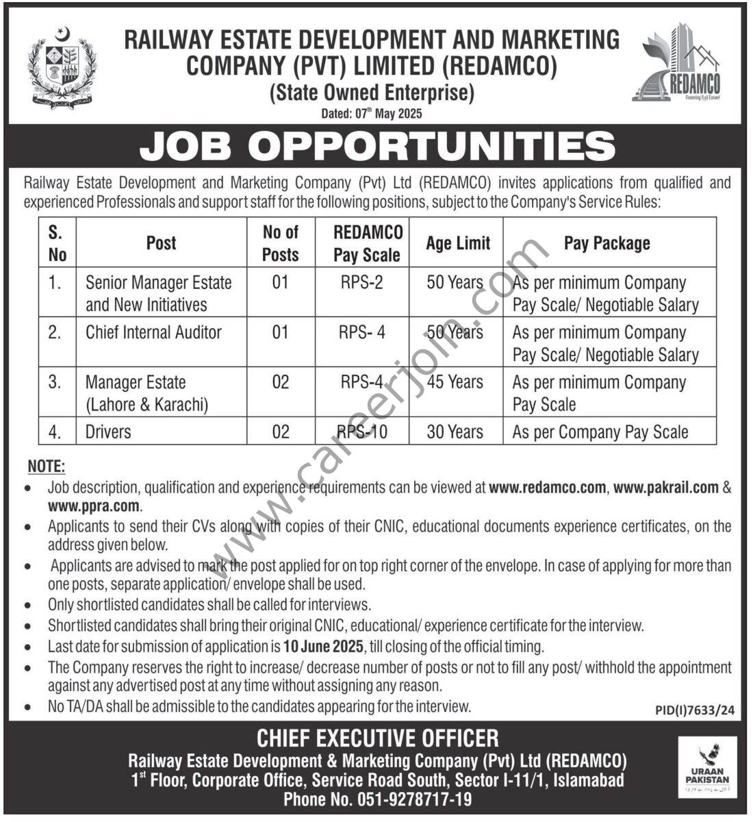 Railway Estate Development & Marketing Co Pvt Ltd Jobs 08 May 2025 Express Tribune 1