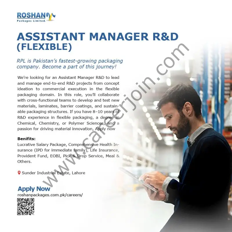 Roshan Packages Limited Jobs Assistant Manager R&D 1