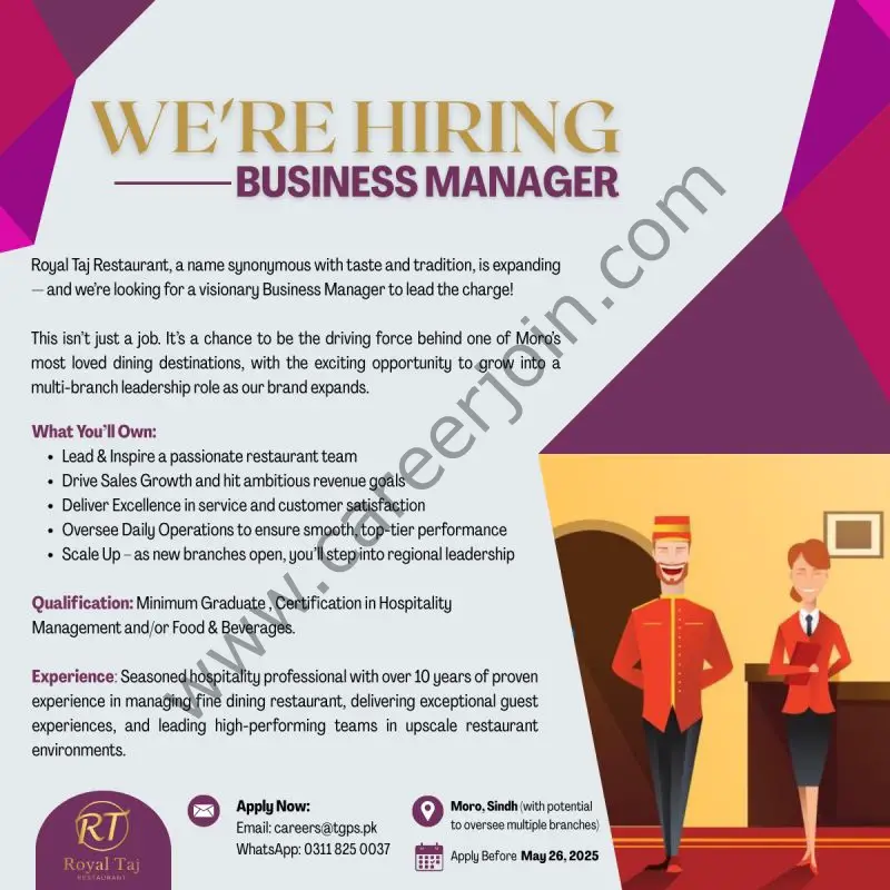 Royal Taj Restaurant Jobs Business Manager 1