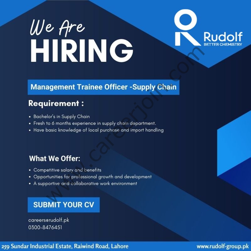 Rudolf Pakistan (Pvt) Limited Jobs MTO Supply Chain 1