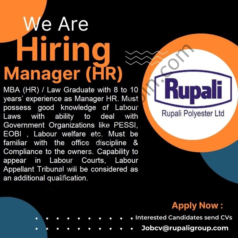 Rupali Polyester Limited Jobs Manager HR 1