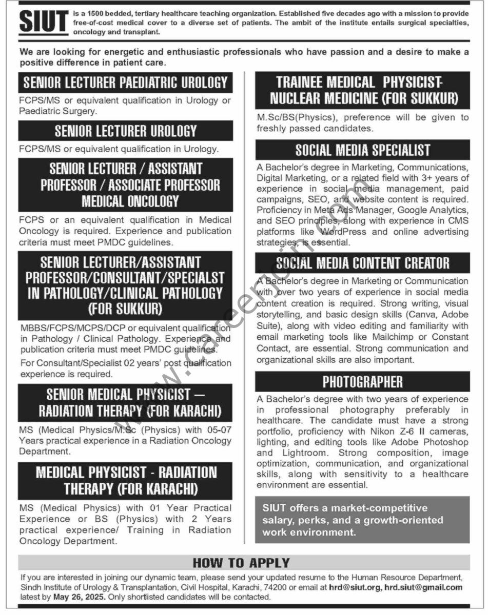 SIUT Jobs 11 May 2025 Dawn 1