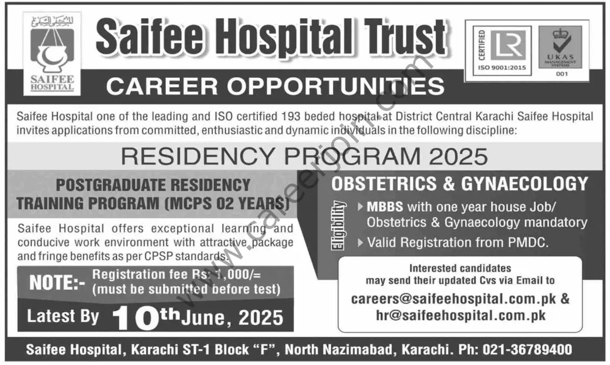 Saifee Hospital Trust Jobs 25 May 2025 Dawn 1