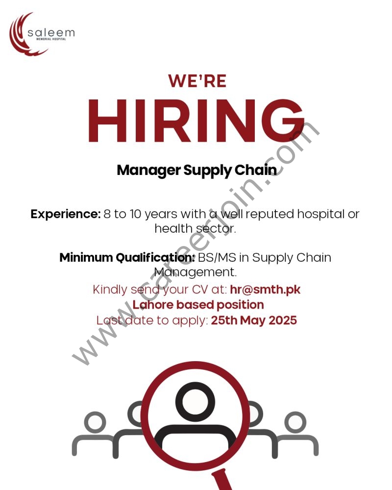 Saleem Memorial Hospital Jobs Manager Supply Chain 1