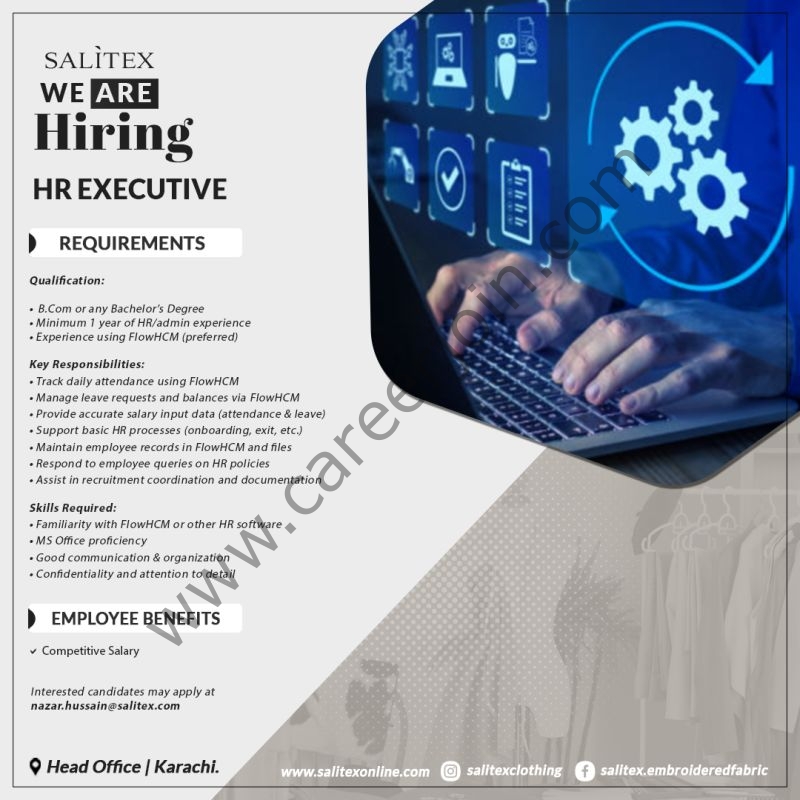 Salitex Pakistan Jobs HR Executive 1