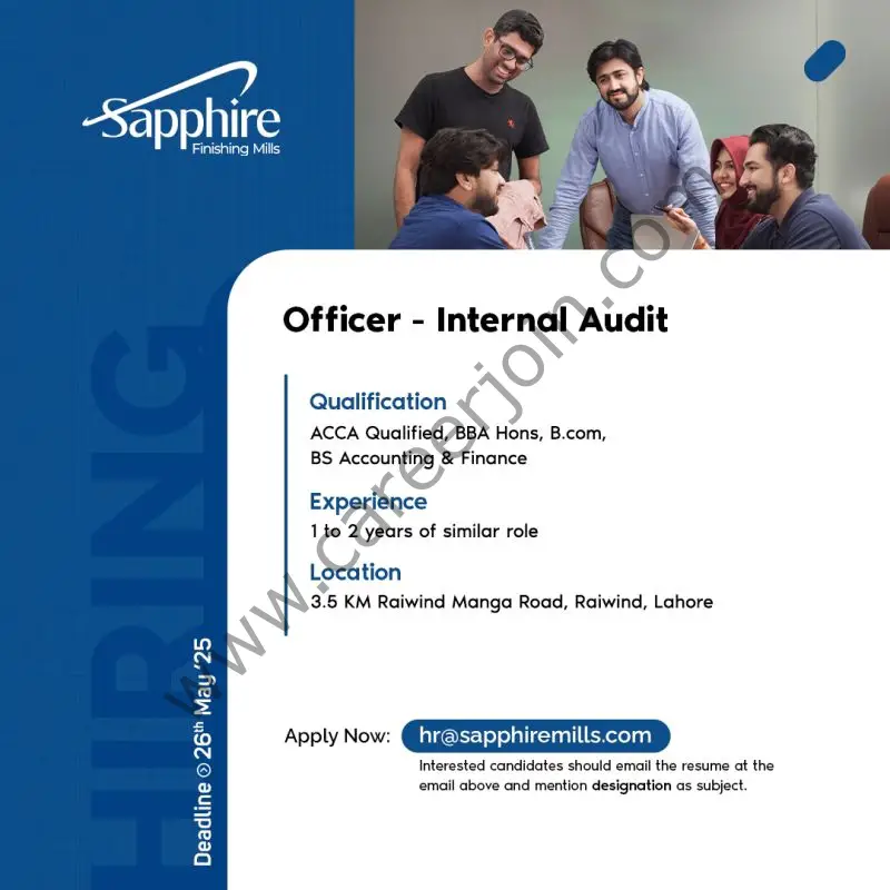 Sapphire Finishing Mills Jobs Officer Internal Audit 1