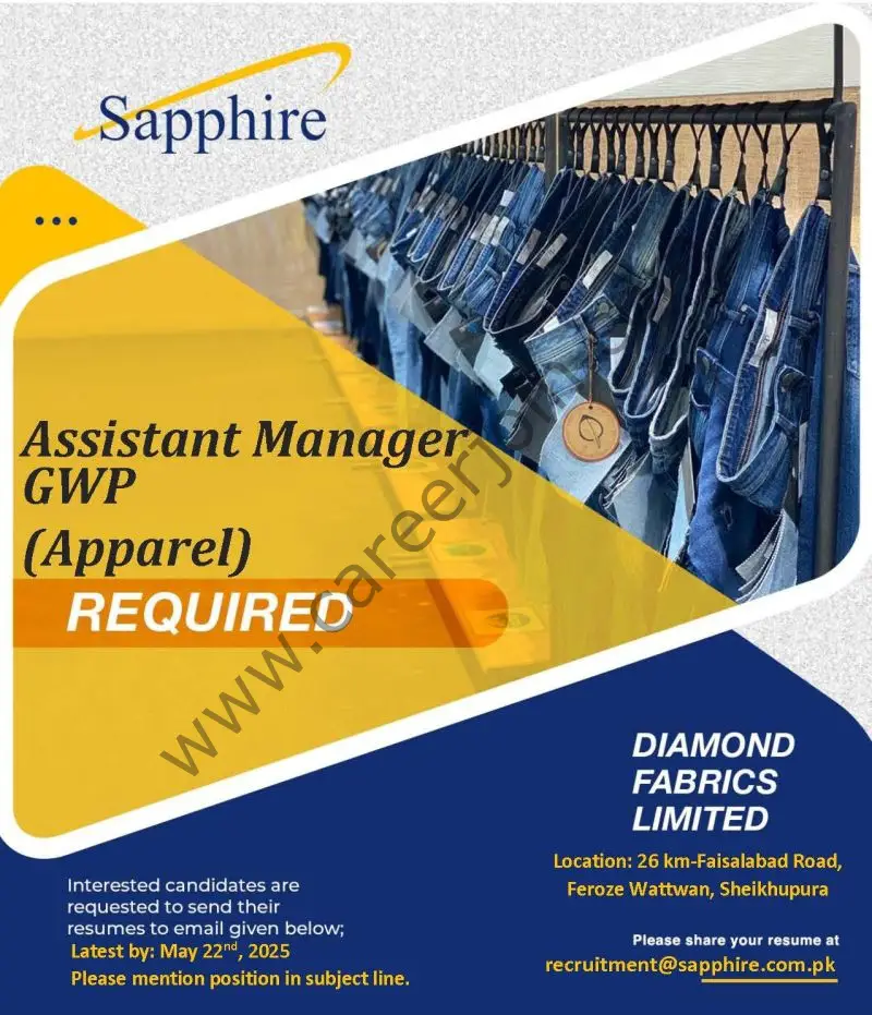 Diamond Fabrics Limited Sapphire Jobs Assistant Manager GWP 1