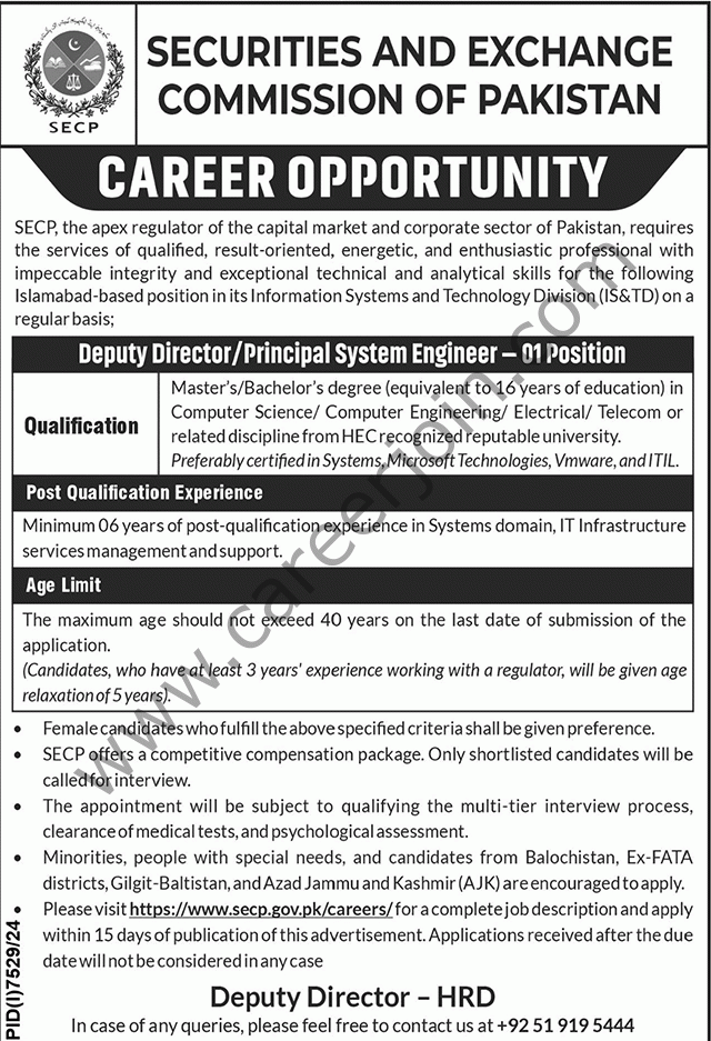 Securities & Exchange Commission SECP Jobs 04 May 2025 Nawaiwaqt 1
