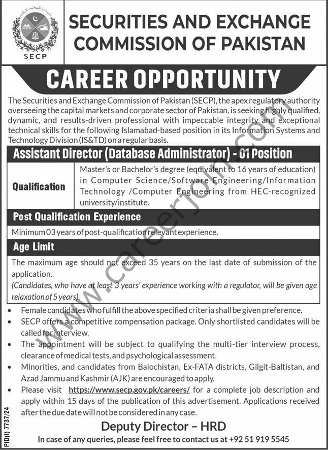 Securities & Exchange Commission SECP Jobs 11 May 2025 Express 1