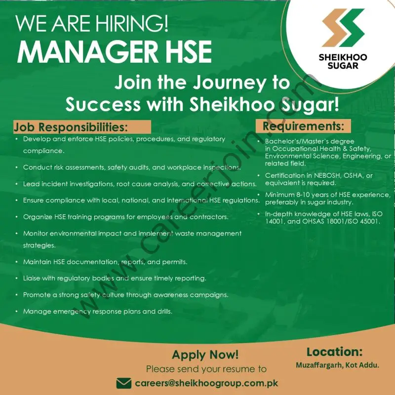 Sheikhoo Sugar Jobs Manager HSE 1