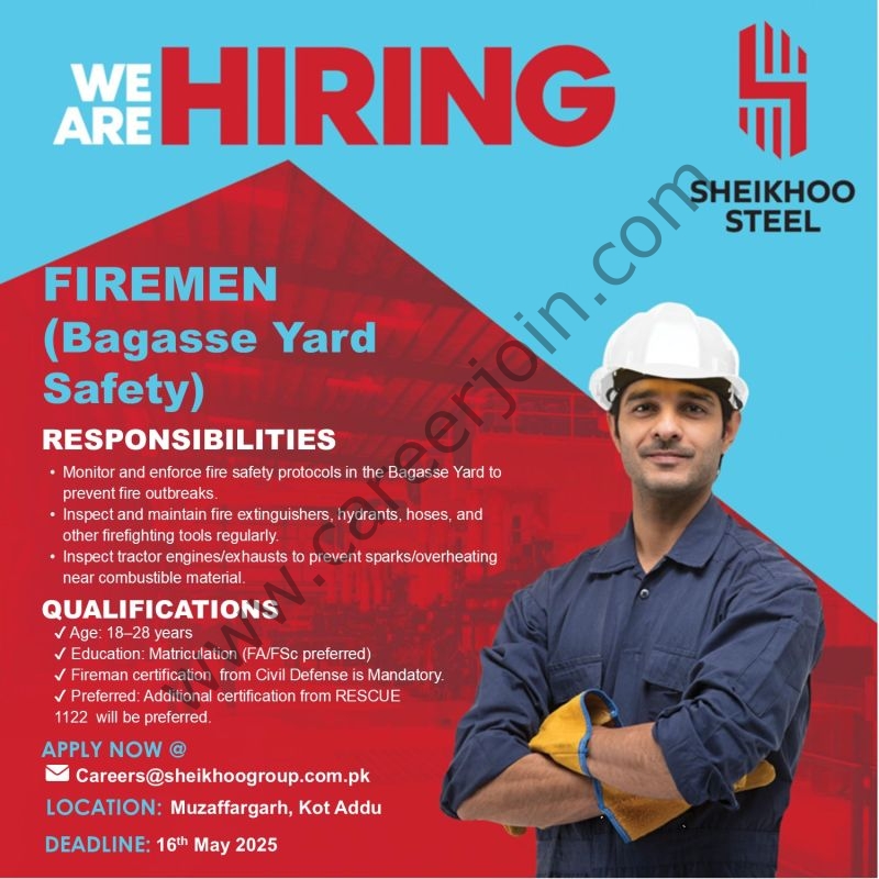 Sheikhoo Steel Jobs Firemen 1