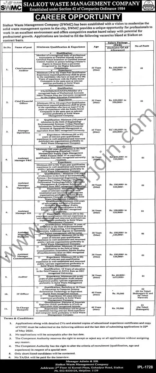 Sialkot Waste Management Co SWMC Jobs 07 May 2025 Express 1