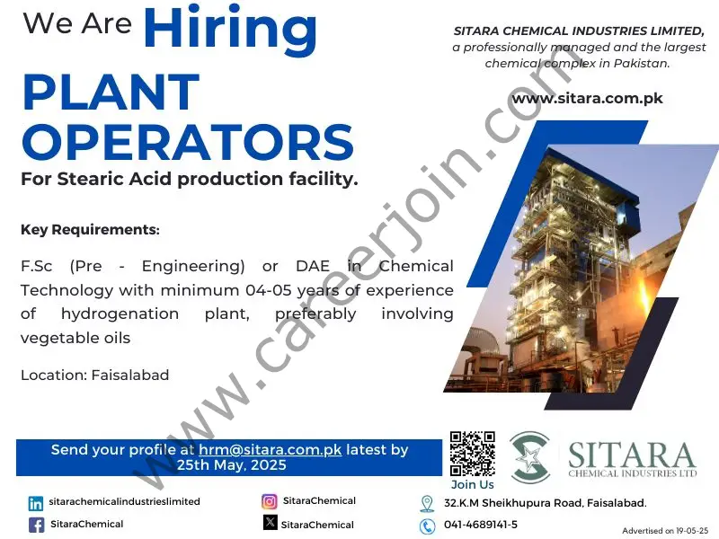 Sitara Chemical Industries Limited Jobs Plant Operators 1