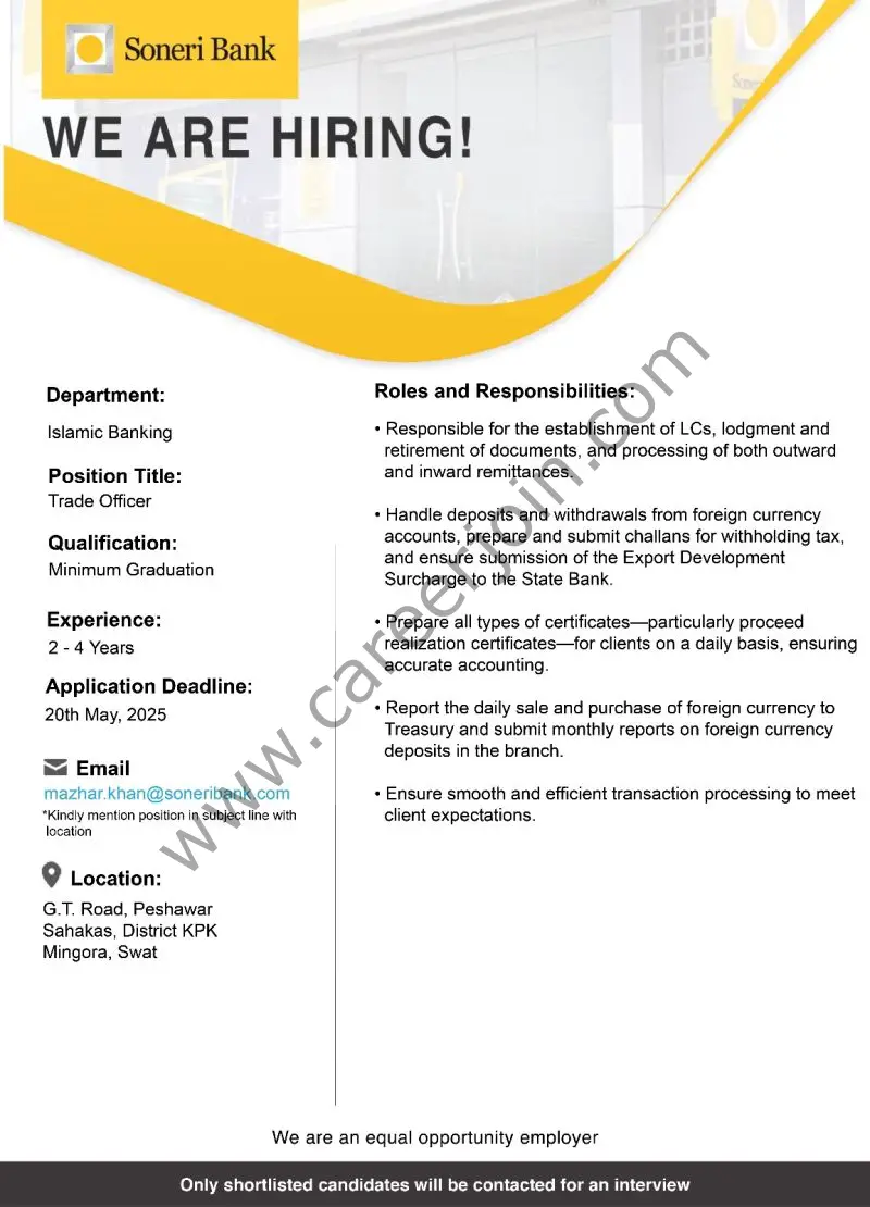 Soneri Bank Limited Jobs May 2025 3