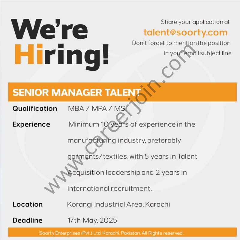 Soorty Enterprises Pvt Ltd Jobs Senior Manager Talent 1