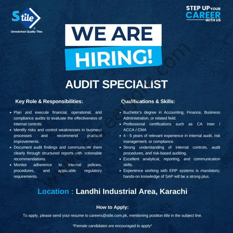 Stile Pakistan Jobs Audit Specialist 1