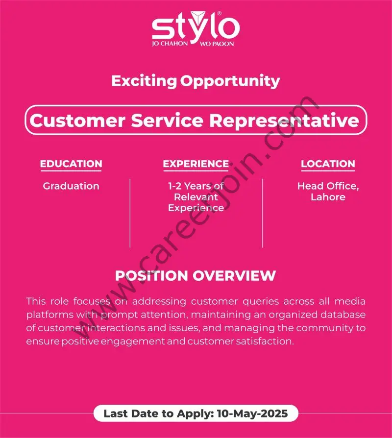 Stylo Pvt Ltd Jobs Customer Service Representative 1
