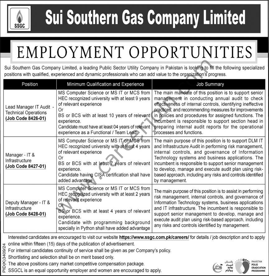 Sui Southern Gas Co Ltd SSGC Jobs 11 May 2025 Express 1