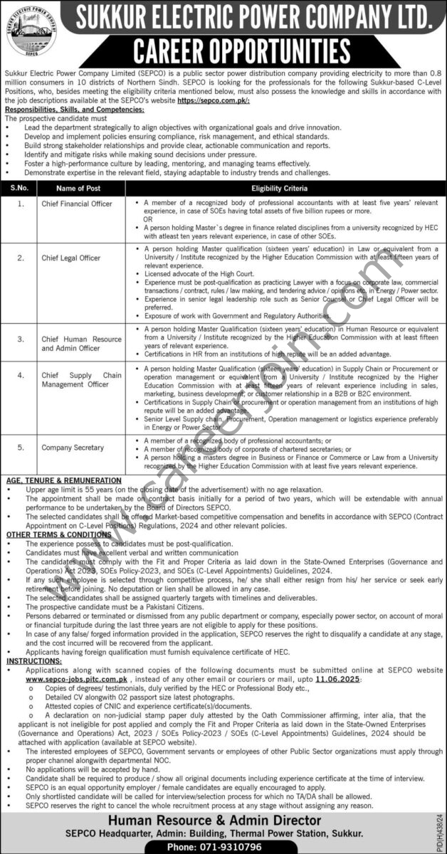Sukkur Electric Power Co Ltd SEPCO Jobs 25 May 2025 Express 1