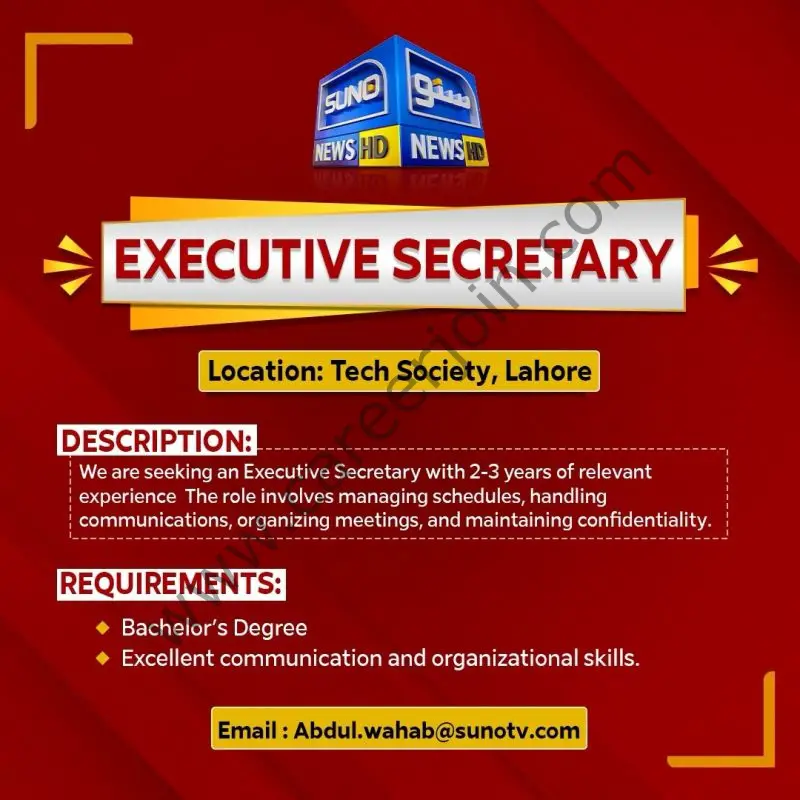 Suno Tv Jobs Executive Secretary 1