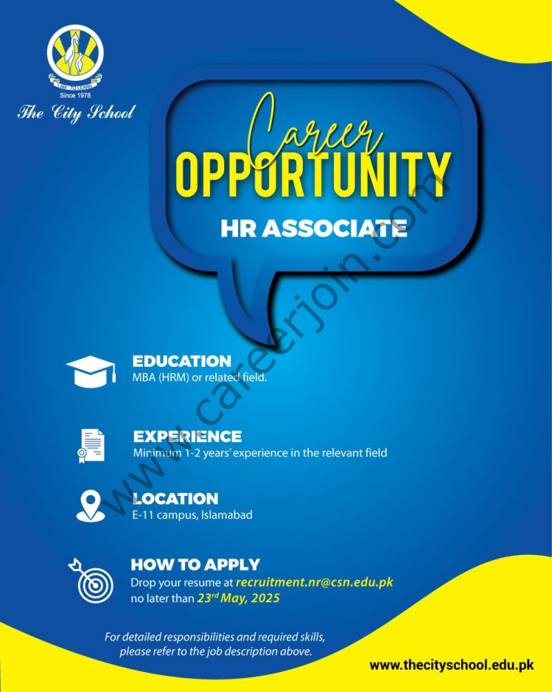 The City School Jobs HR Associate 1