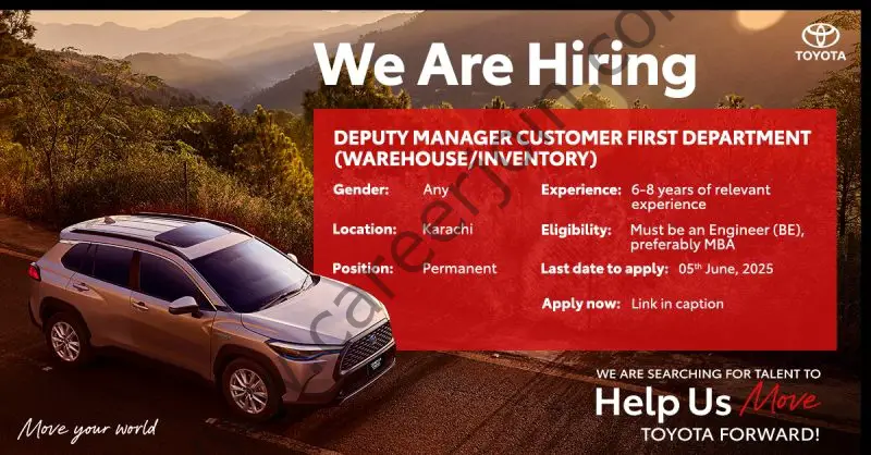 Toyota Indus Motor Pvt Ltd Jobs Deputy Manager Customer 1