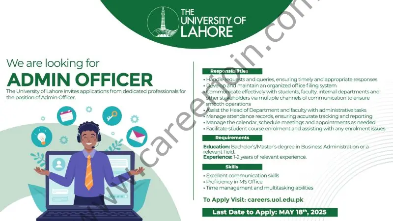 The University Of Lahore UOL Jobs Admin Officer 1