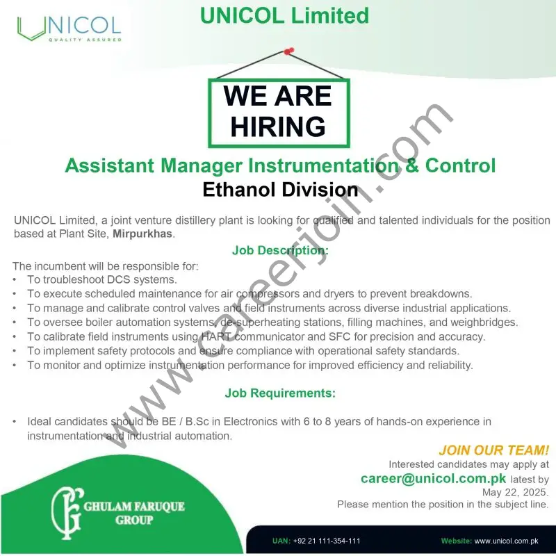 Unicol Limited Jobs Assistant Manager I&C 1