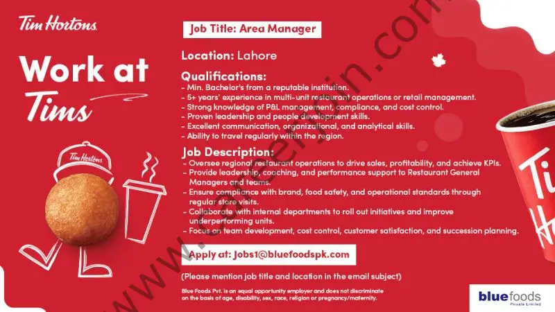 Tim Hortons Jobs Area Manager 1