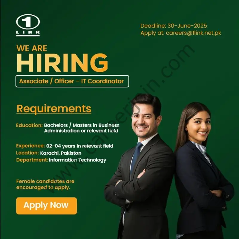 1Link Pvt Ltd Jobs Associate/Officer IT Coordinator 1