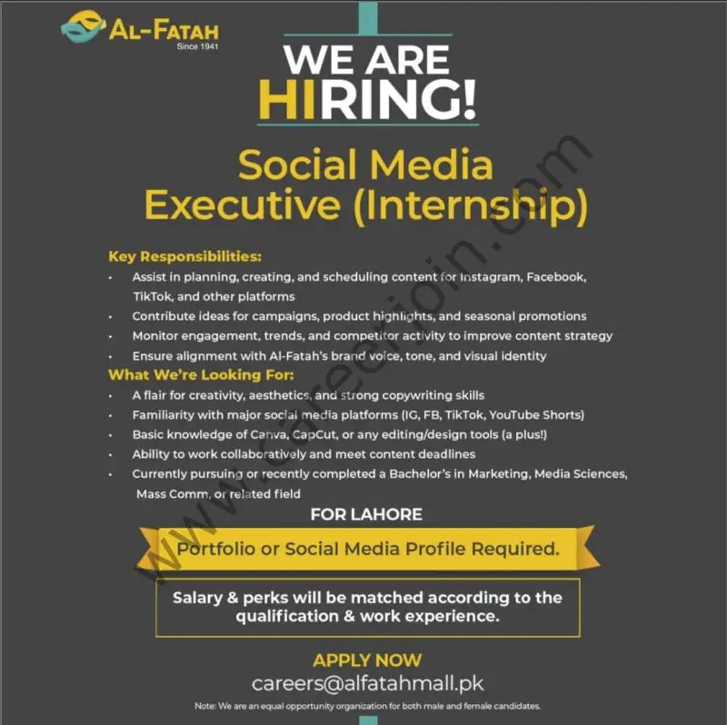 Alfatah Shopping Malls Jobs Social Media Executive 1