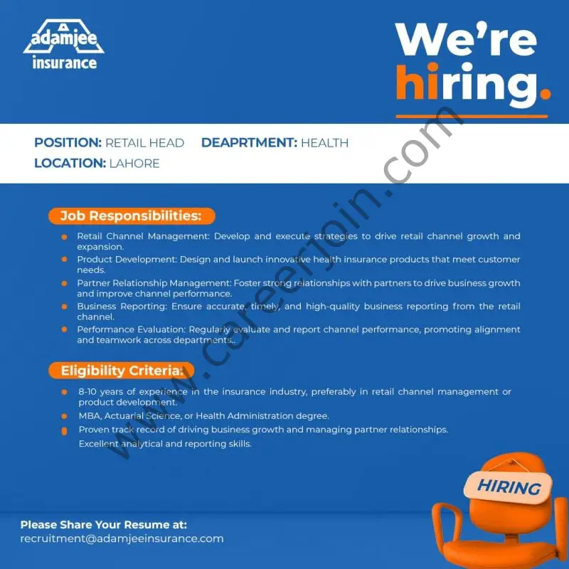 Adamjee Insurance Company Jobs Retail Head 1
