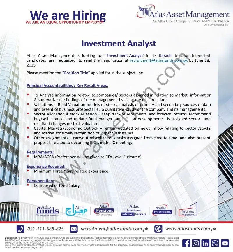 Atlas Asset Management Jobs Investment Analyst 1