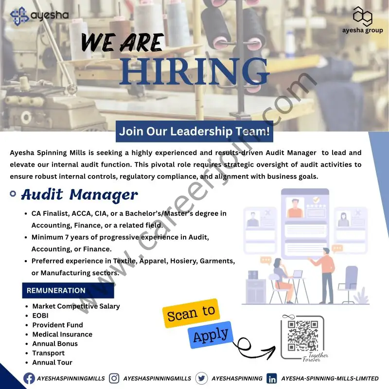 Ayesha Spinning Mills Jobs Audit Manager 1