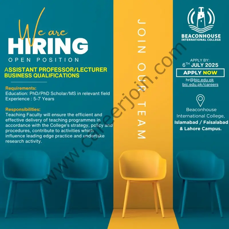 Beaconhouse International College BIC Jobs Assistant Professor / Lecturer Business 1