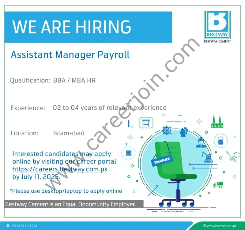 Bestway Cement Limited Jobs Assistant Manager Payroll 1
