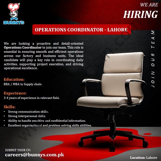 Bunny's Limited Jobs Operations Coordinator 1