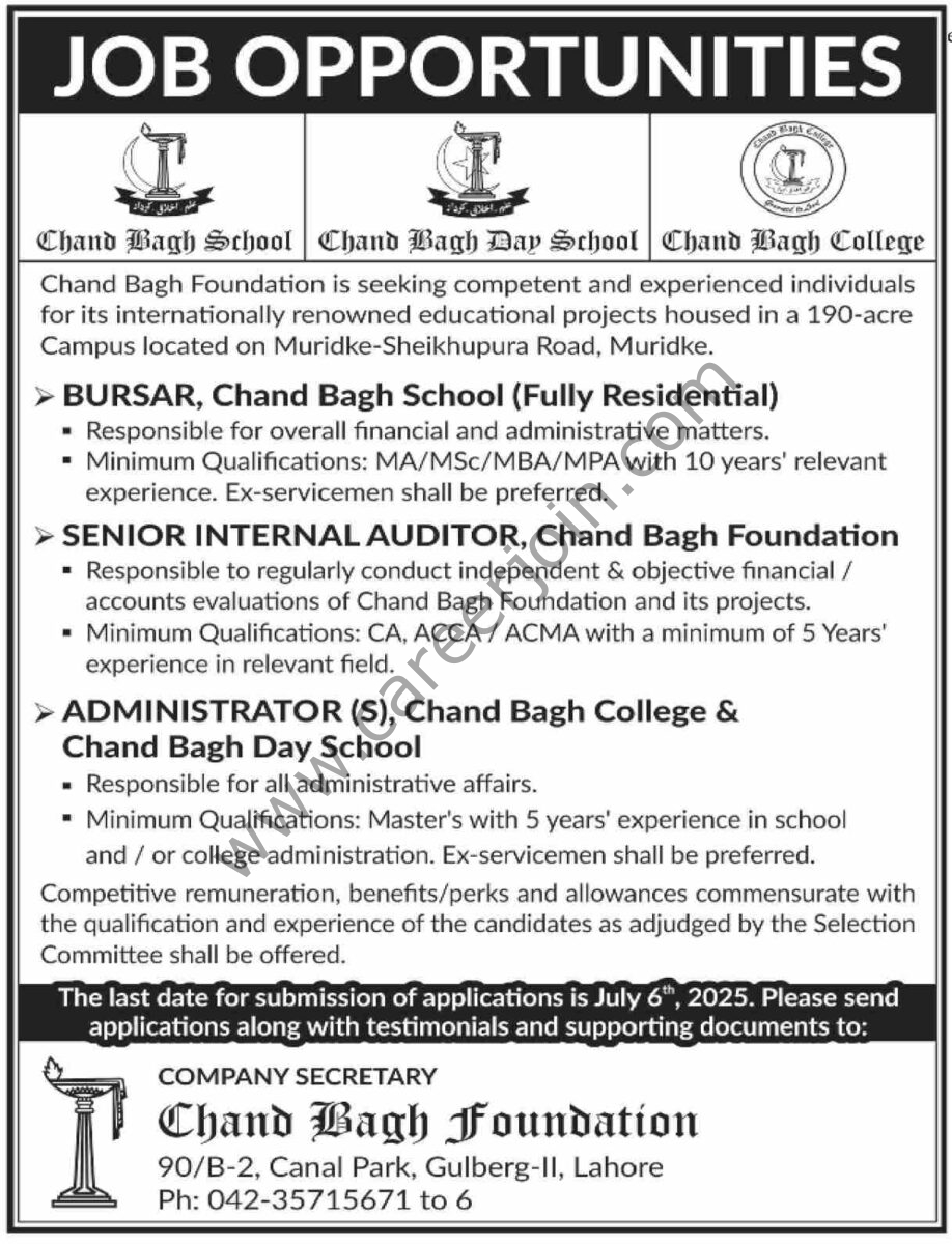 Chand Bagh Foundation Jobs 22 June 2025 Dawn 1