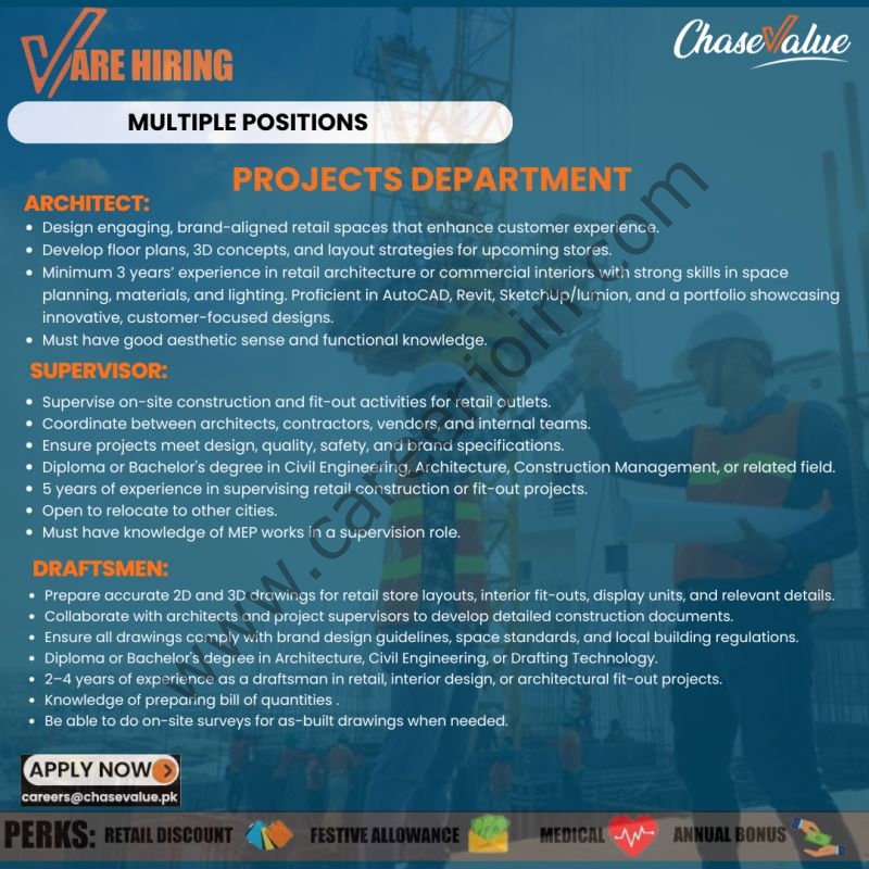 Chase Value Jobs Architect /Supervisor/Draftsmen 1