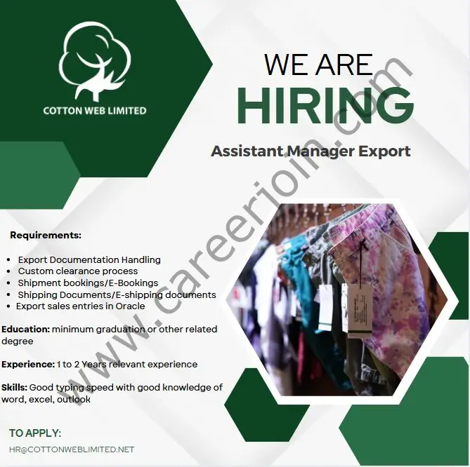 Cotton Web Limited Jobs Assistant Manager Exports 1