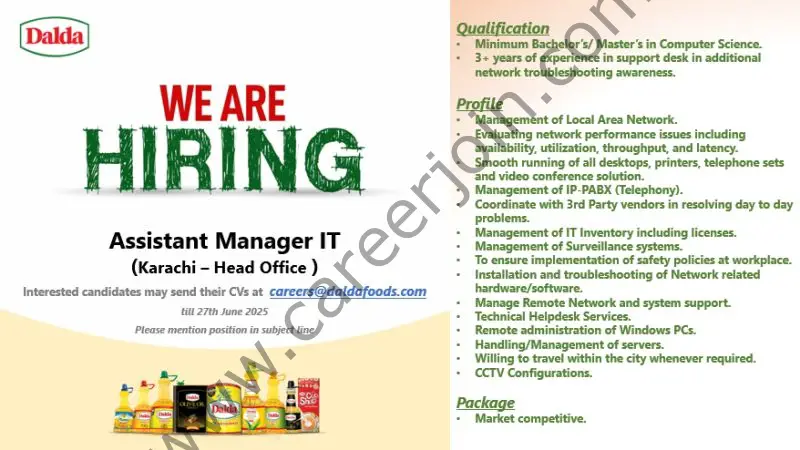 Dalda Foods Limited Jobs Assistant Manager IT 1